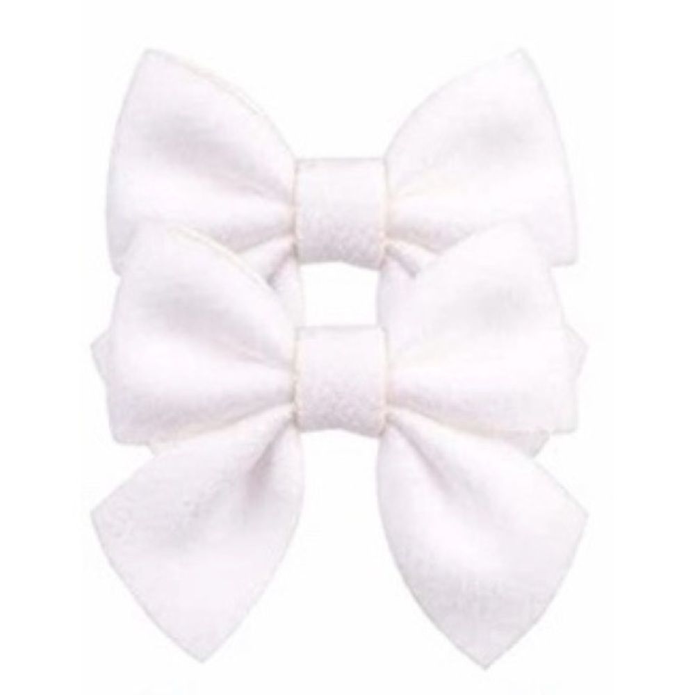 Set of 2 girls hair bows, white